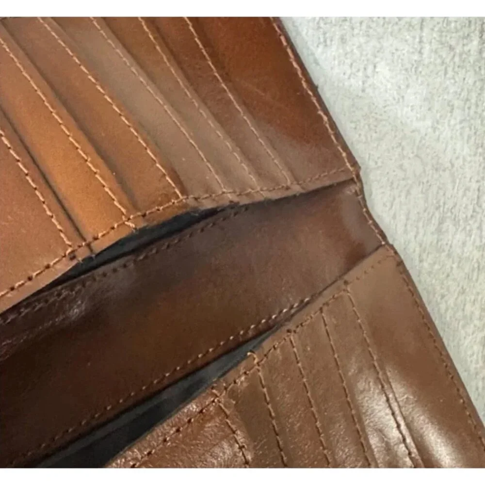 Patricia Nash NAZARI Leather Bifold Wallet Floral Sienna Sunset Brown